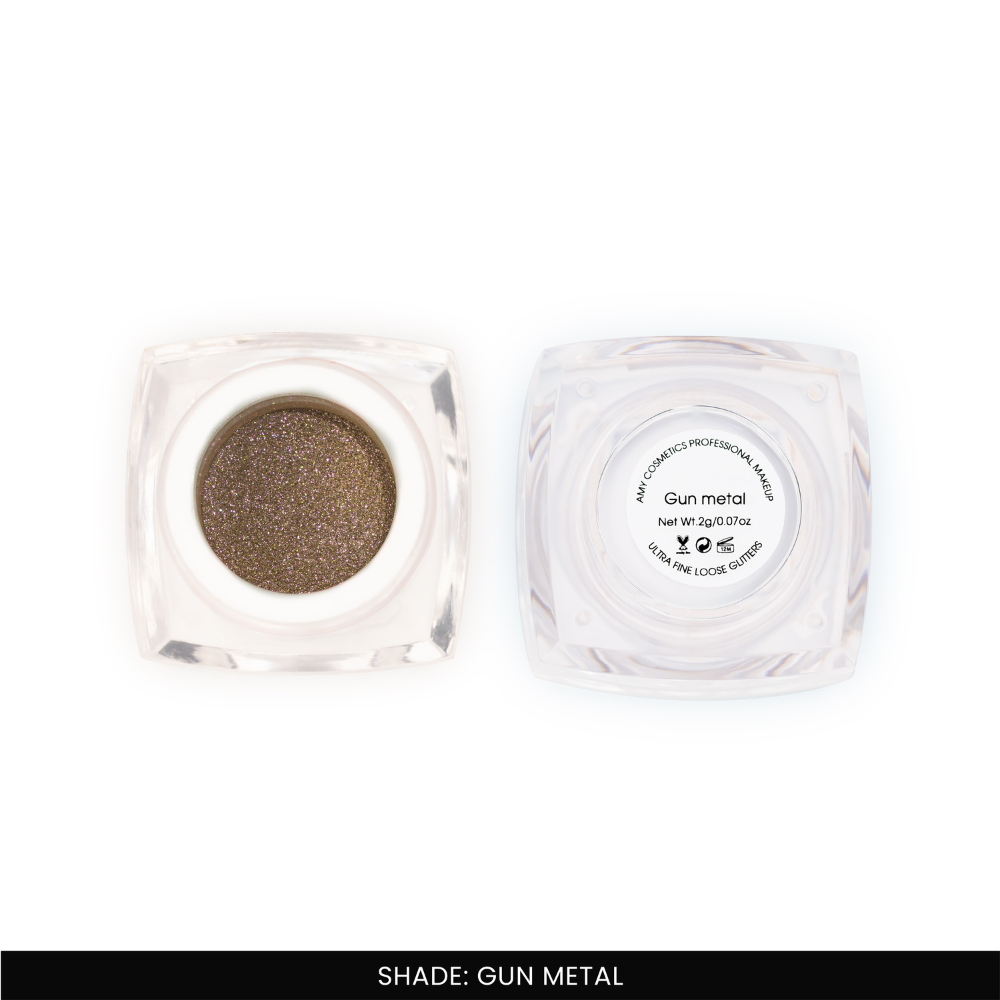 Gun Metal Ultra Fine Loose Glitters | Cosmetic Grade | Face Body Nail