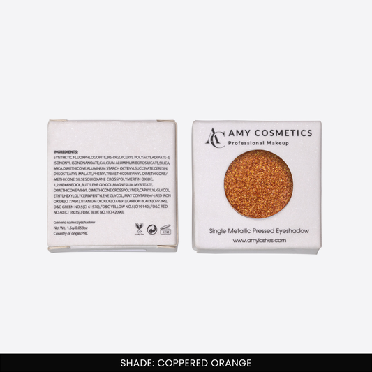 Coppered Orange Single Metallic Pressed Eyeshadow | Pigmented | Long-Wearing