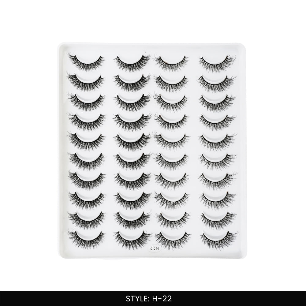 H-22 False Eye Lashes | Bold Dramatic Glam | Vegan Cruelty-Free | Pair of 20
