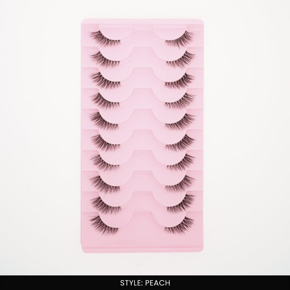 Peach False Eye Lashes | Medium Occasion Wear | Vegan Cruelty-Free | Pair of 10