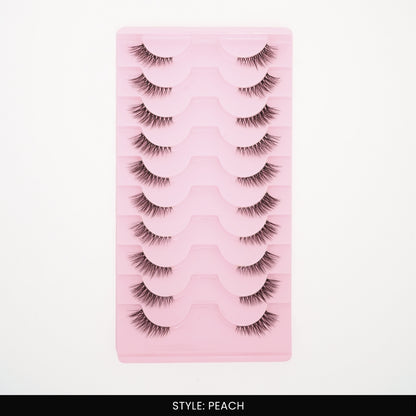 Peach False Eye Lashes | Medium Occasion Wear | Vegan Cruelty-Free | Pair of 10