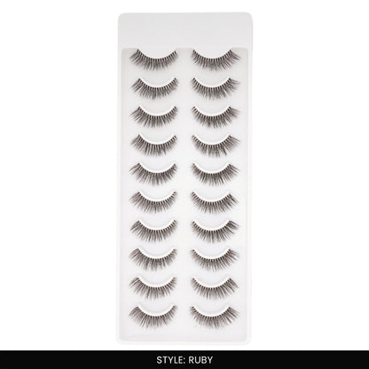 Ruby False Eye Lashes | Bold Dramatic Glam | Vegan Cruelty-Free | Pair of 10