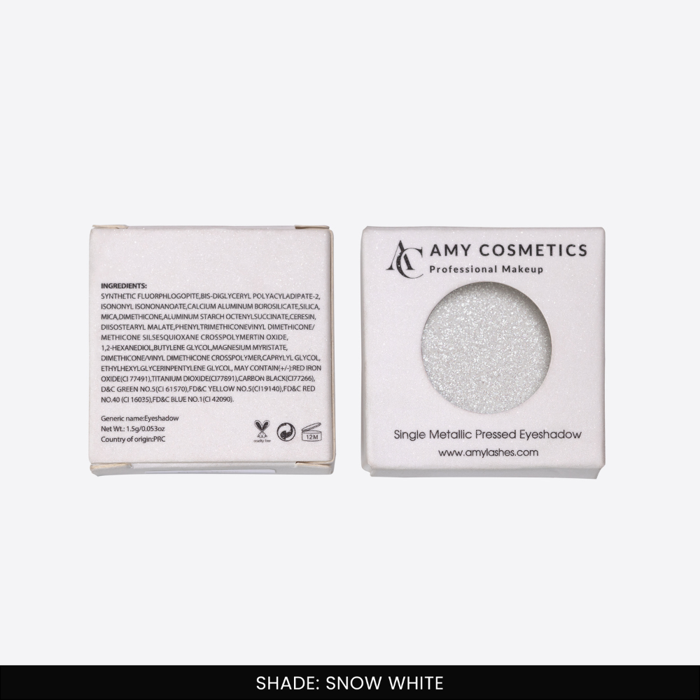 Snow White Single Metallic Pressed Eyeshadow | Pigmented | Long-Wearing