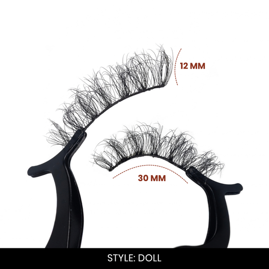 Doll False Eyelashes | Pair of 20 | Fake Eyelashes for Women | Glam Party Look | Lightweight Band