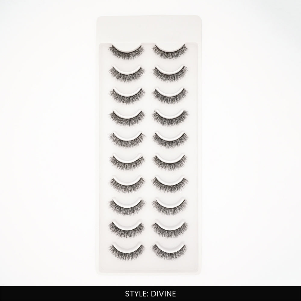 Divine False Eye Lashes | Bold Dramatic Glam | Vegan Cruelty-Free | Pair of 10