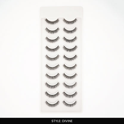 Divine False Eye Lashes | Bold Dramatic Glam | Vegan Cruelty-Free | Pair of 10