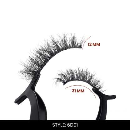 6D01 False Eyelashes | Pair of 20 | Fake Eyelashes for Women | Bold Volume Look | Lightweight Band