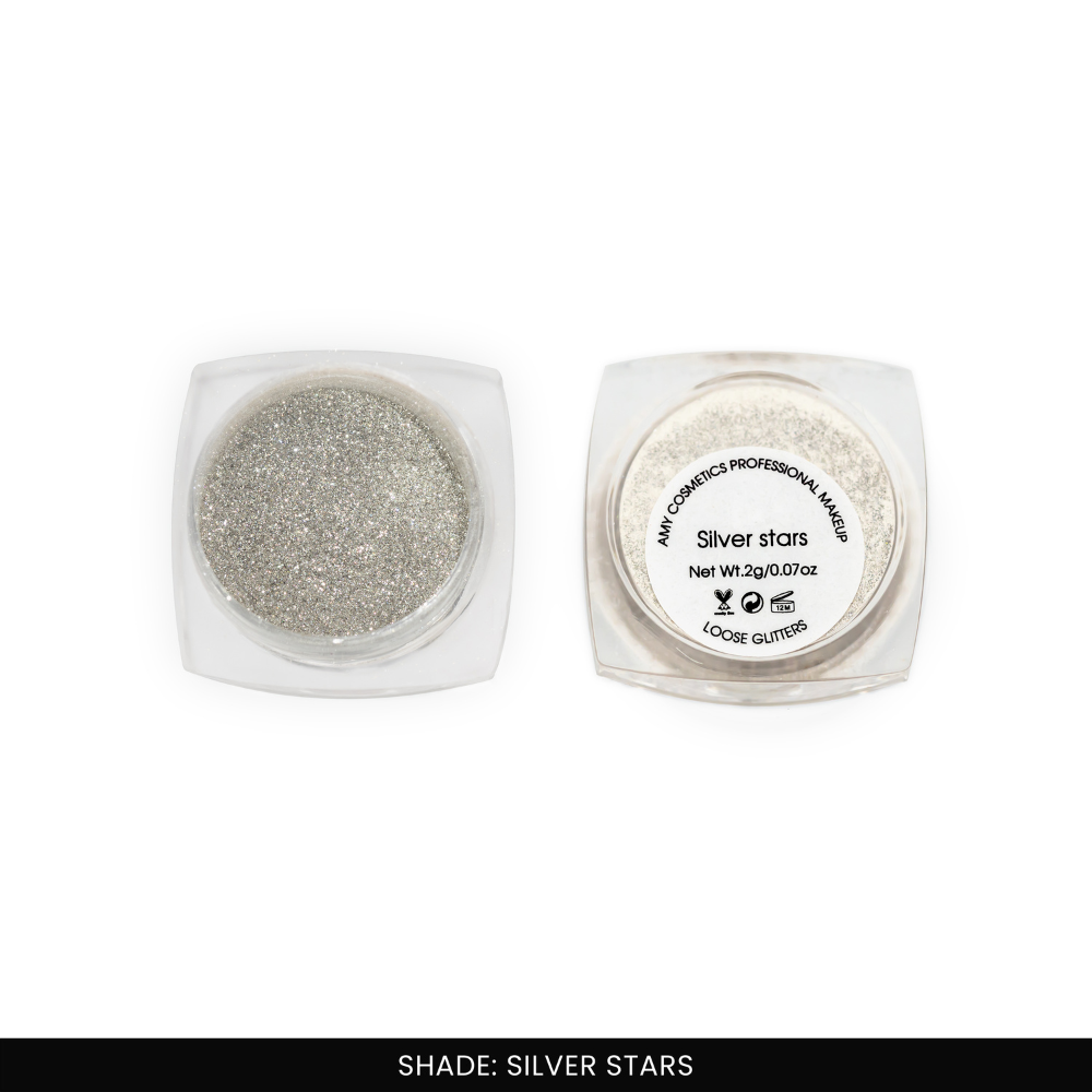 Silver Stars Loose Glitters | Cosmetic Grade | Face and Body Use