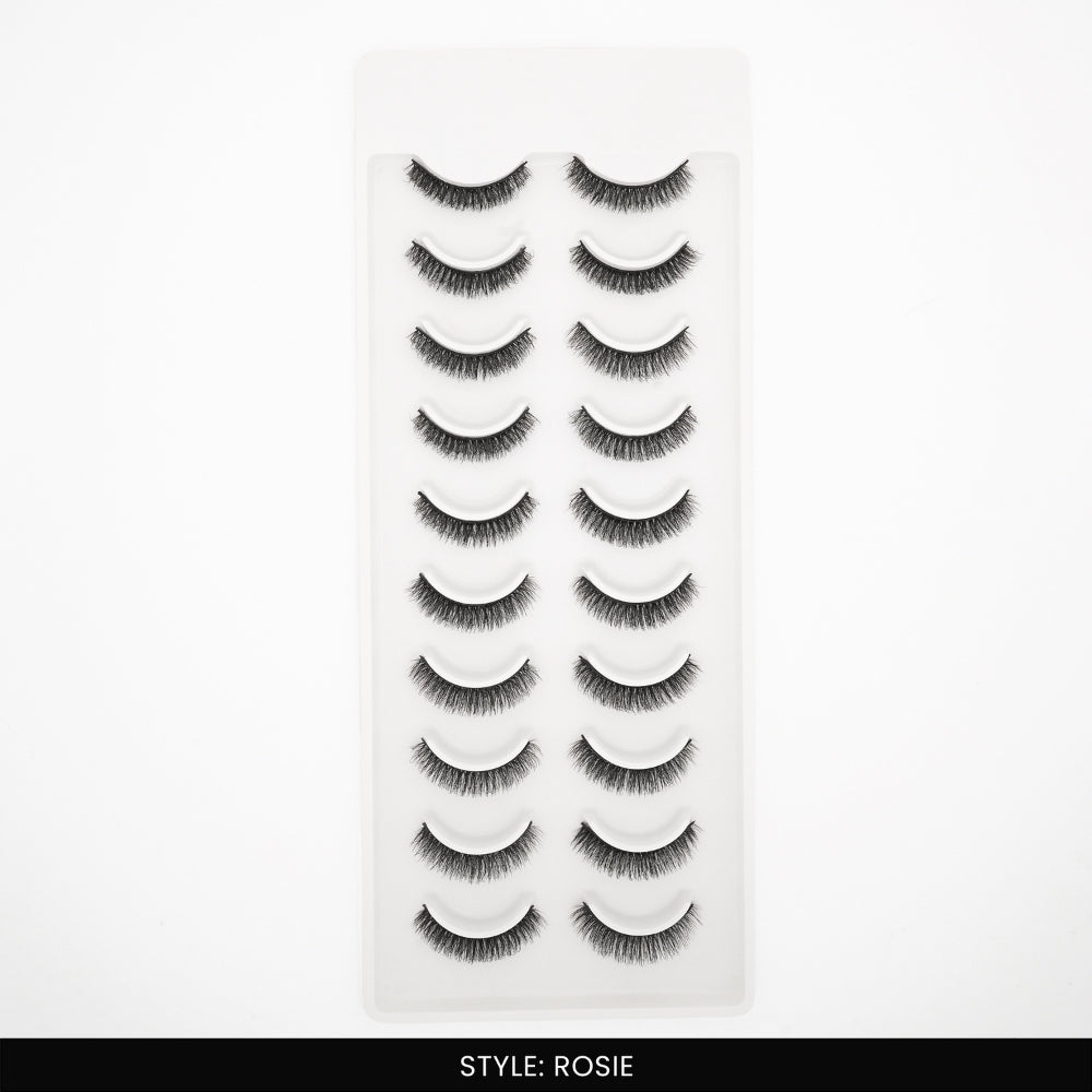 Rosie False Eye Lashes | Bold Dramatic Glam | Vegan Cruelty-Free | Pair of 10