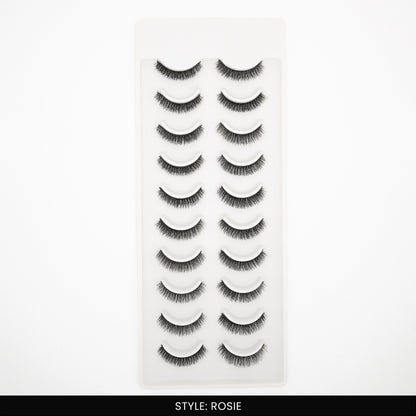 Rosie False Eye Lashes | Bold Dramatic Glam | Vegan Cruelty-Free | Pair of 10
