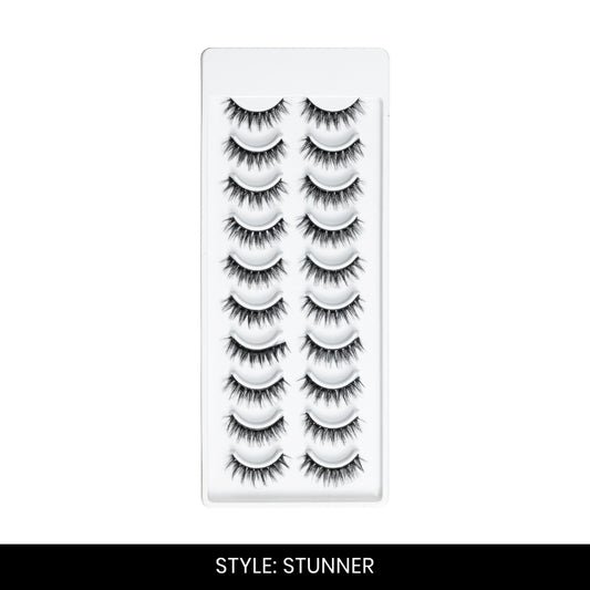 Stunner False Eyelashes | Pair of 10 | Fake Eyelashes for Women | Bold Volume Look | Lightweight Band