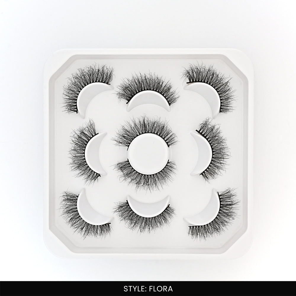 Flora False Eye Lashes | Natural Daily Wear | Vegan Cruelty-Free | Pair of 5