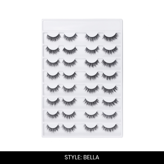 Bella False Eyelashes | Pair of 16 | Fake Eyelashes for Women | Glam Party Look | Lightweight Band