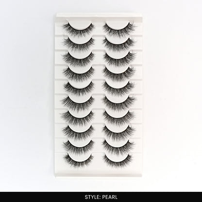 Pearl False Eye Lashes | Medium Occasion Wear | Vegan Cruelty-Free | Pair of 10