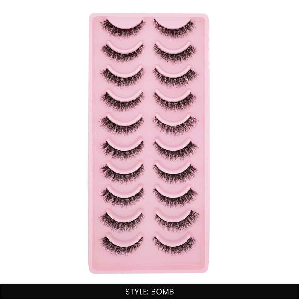 Bomb False Eye Lashes | Bold Dramatic Glam | Vegan Cruelty-Free | Pair of 10