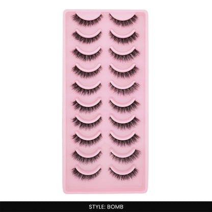 Bomb False Eye Lashes | Bold Dramatic Glam | Vegan Cruelty-Free | Pair of 10