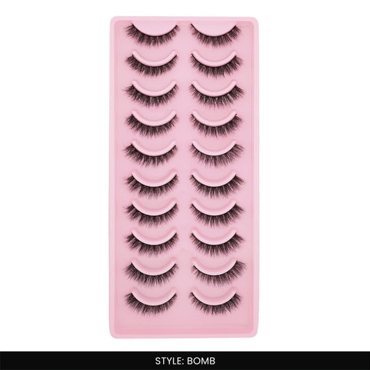 Bomb False Eye Lashes | Bold Dramatic Glam | Vegan Cruelty-Free | Pair of 10