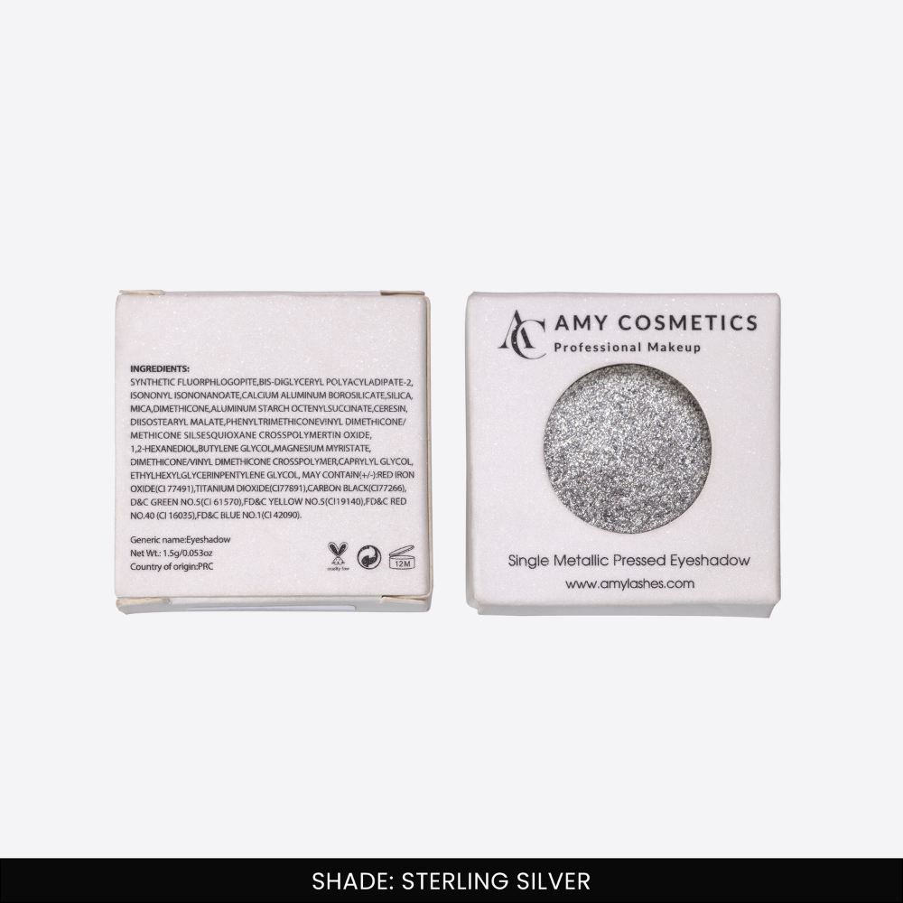 Sterling Silver Single Metallic Pressed Eyeshadow | Pigmented | Long-Wearing