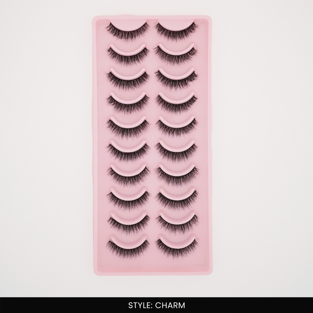 Charm False Eye Lashes | Medium Occasion Wear | Vegan Cruelty-Free | Pair of 10