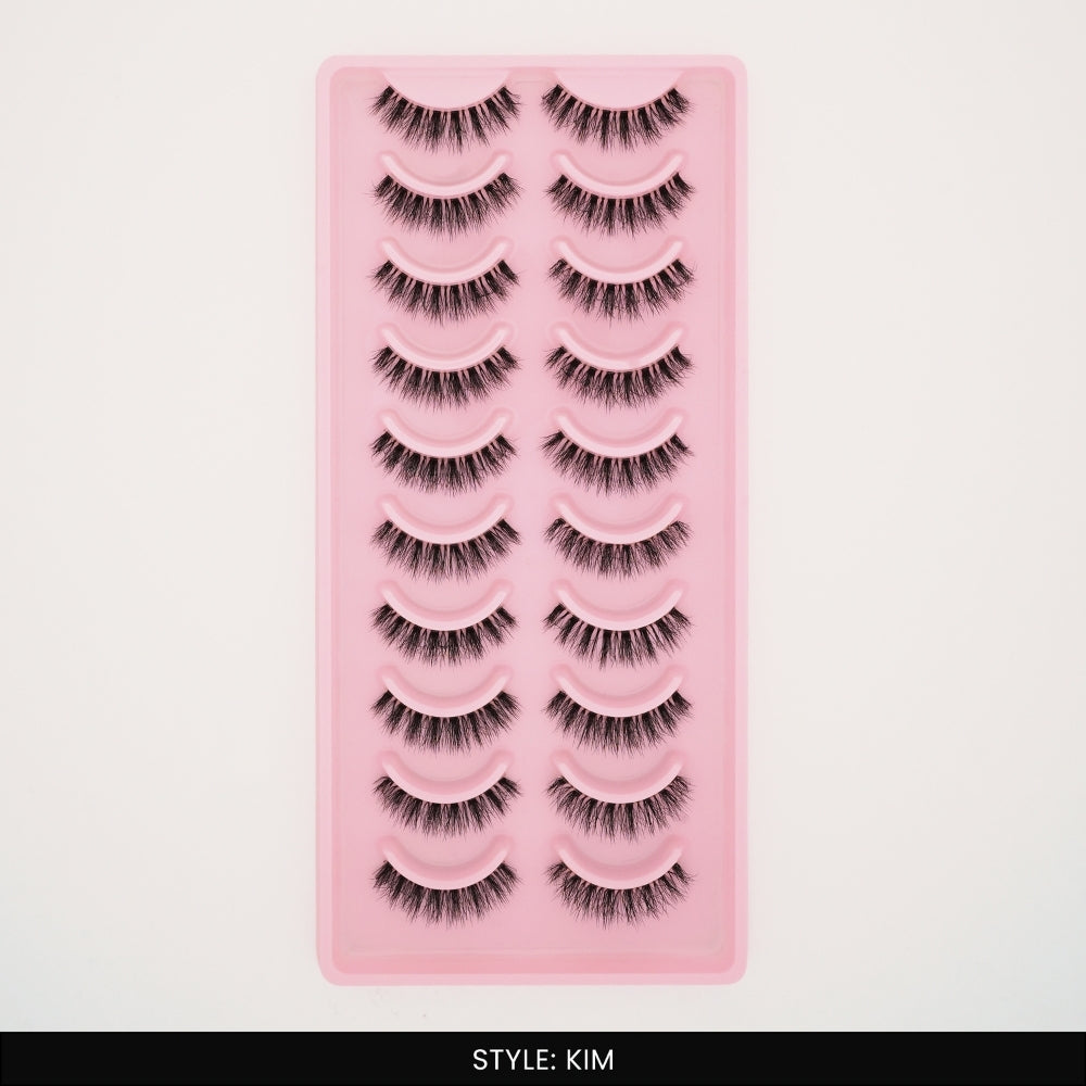 KIM False Eye Lashes | Bold Dramatic Glam | Vegan Cruelty-Free | Pair of 10