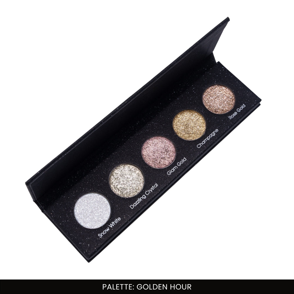 Golden Hour 5 Colours Pressed Metallic Eyeshadow Palette | Multiple Shades | Blendable