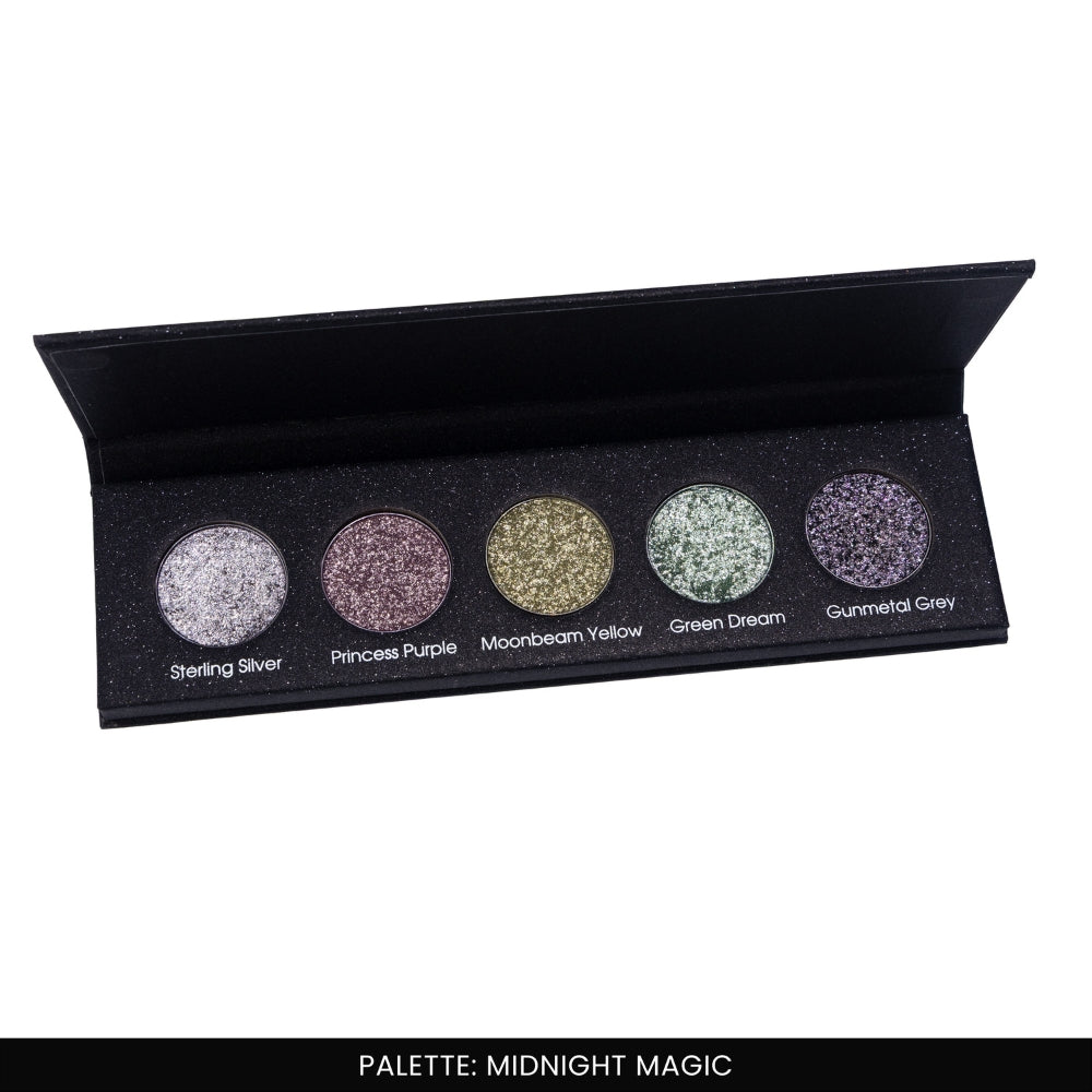 Midnight Magic 5 Colours Pressed Metallic Eyeshadow Palette | Multiple Shades | Blendable