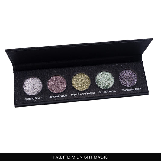 Midnight Magic 5 Colours Pressed Metallic Eyeshadow Palette | Multiple Shades | Blendable