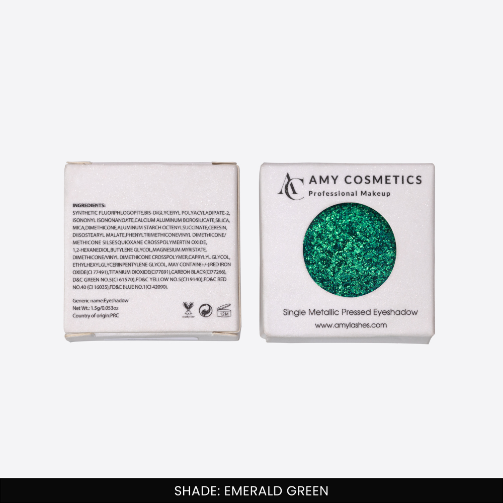 Emerald Green Single Metallic Pressed Eyeshadow | Pigmented | Long-Wearing
