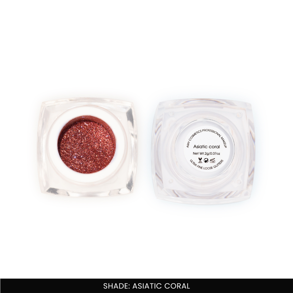 Asiatic Coral Ultra Fine Loose Glitters | Cosmetic Grade | Face Body Nail