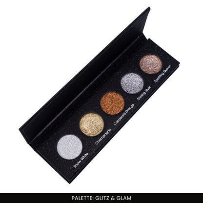 Glitz and Glam 5 Colours Pressed Metallic Eyeshadow Palette | Multiple Shades | Blendable