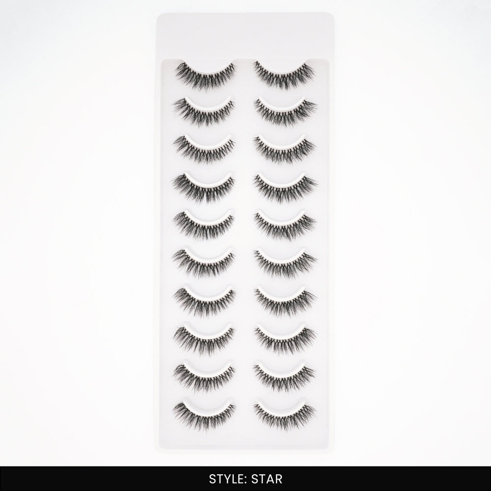 Star False Eye Lashes | Bold Dramatic Glam | Vegan Cruelty-Free | Pair of 10
