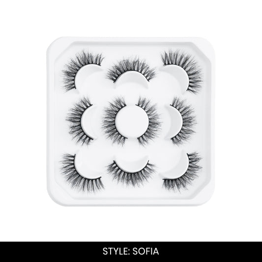 Sofia False Eyelashes | Pair of 5 | Fake Eyelashes for Women | Soft Natural Look | Lightweight Band