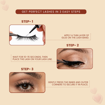 Hottie False Eyelashes | Pair of 1 | Fake Eyelashes for Women | Bold Volume Look | Lightweight Band