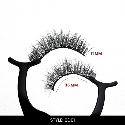 6D01 False Eyelashes | Pair of 20 | Fake Eyelashes for Women | Bold Volume Look | Lightweight Band