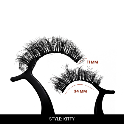 Kitty False Eyelashes | Pair of 10 | Fake Eyelashes for Women | Glam Party Look | Lightweight Band