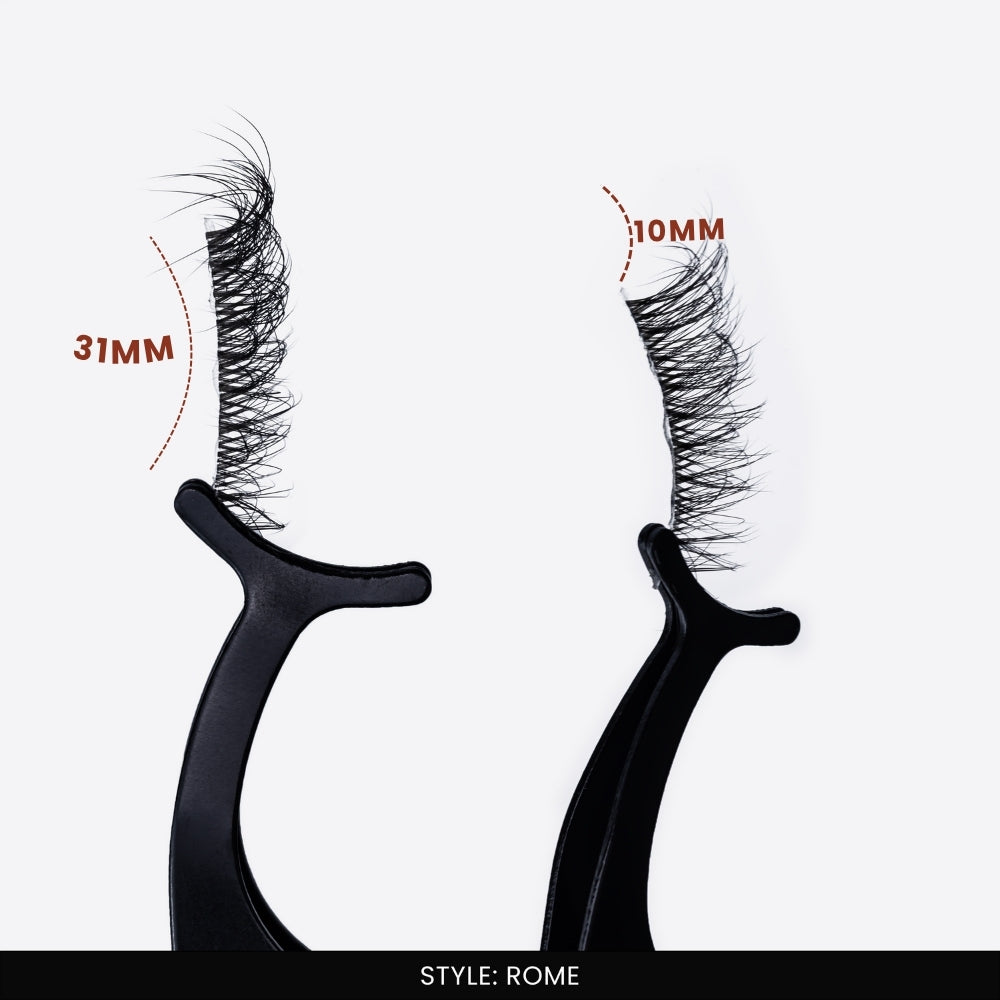 Rome False Eye Lashes | Half Lash Corner Style | Vegan Cruelty-Free | Pair of 14