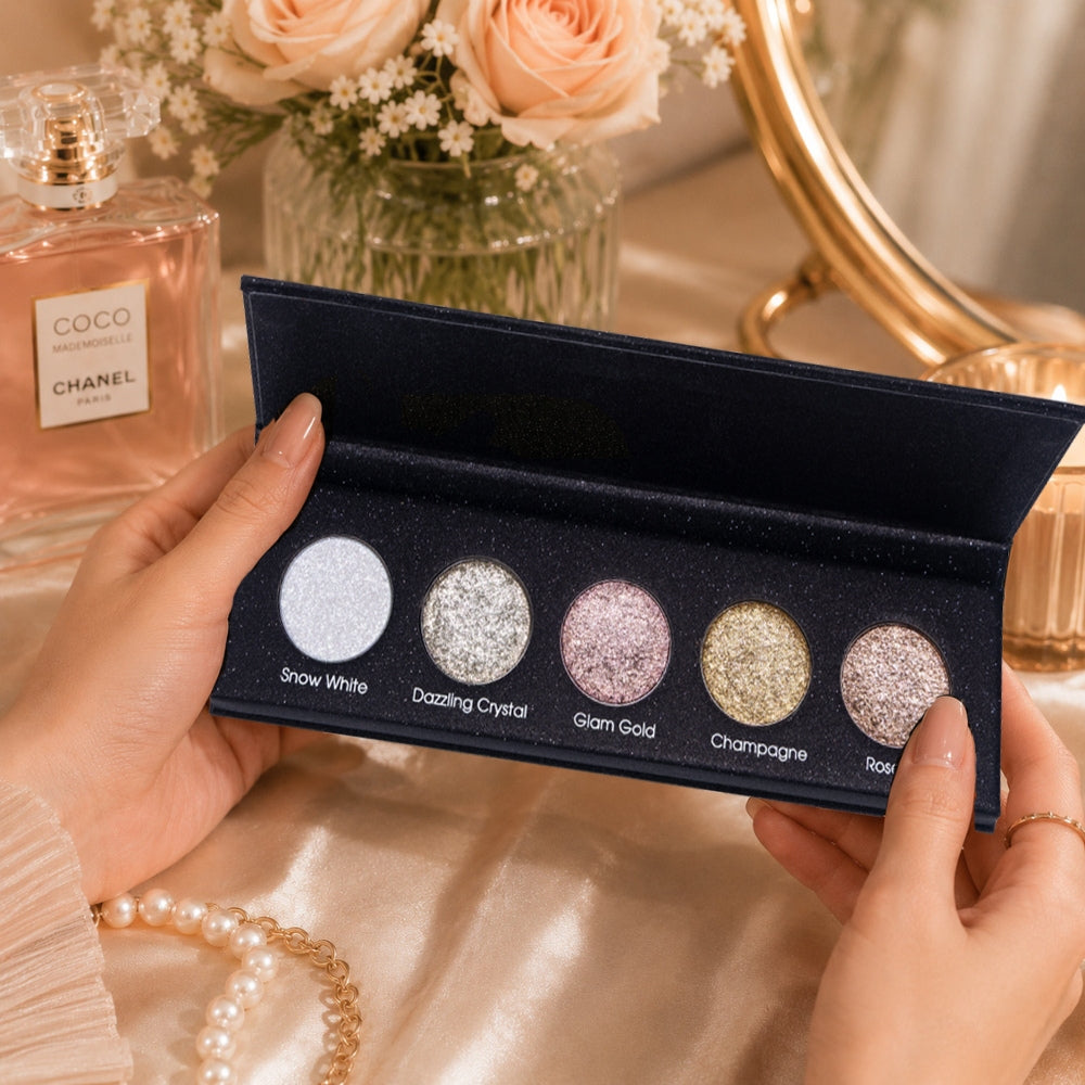 Golden Hour 5 Colours Pressed Metallic Eyeshadow Palette | Multiple Shades | Blendable