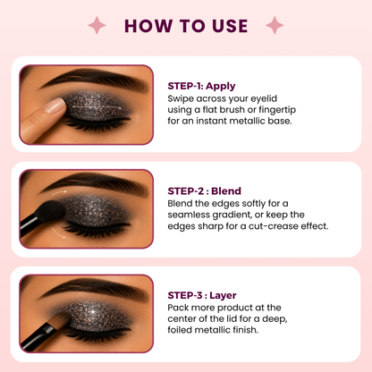 Gunmetal Grey Single Metallic Pressed Eyeshadow | Pigmented | Long-Wearing