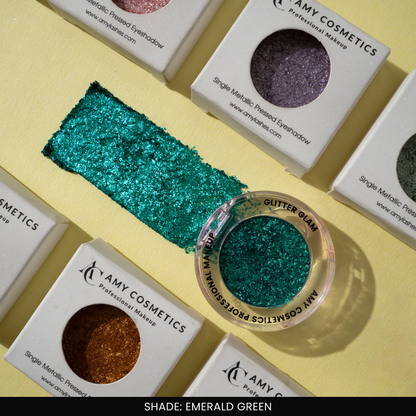 Emerald Green Single Metallic Pressed Eyeshadow | Pigmented | Long-Wearing