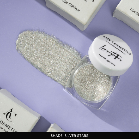 Silver Stars Loose Glitters | Cosmetic Grade | Face and Body Use
