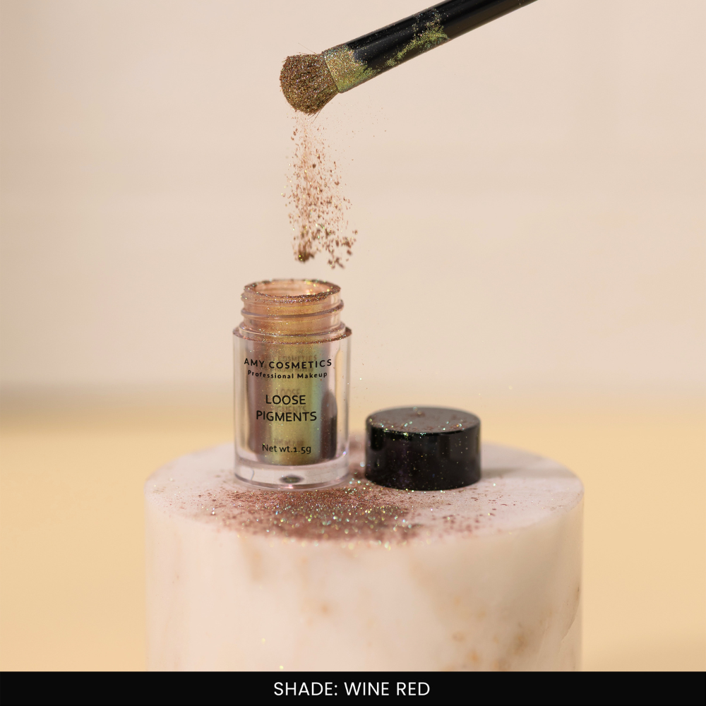 Wine Red Loose Pigments | Highly Pigmented Eyeshadow Powder | Shimmer Finish