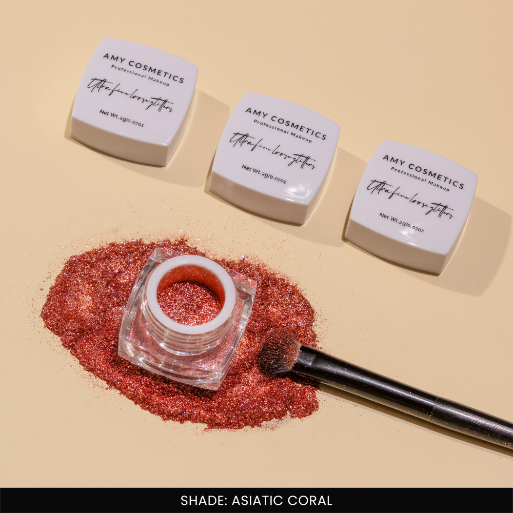 Asiatic Coral Ultra Fine Loose Glitters | Cosmetic Grade | Face Body Nail