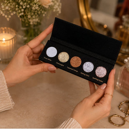 Glitz and Glam 5 Colours Pressed Metallic Eyeshadow Palette | Multiple Shades | Blendable