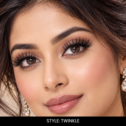 Twinkle False Eyelashes | Pair of 20 | Fake Eyelashes for Women | Glam Party Look | Lightweight Band