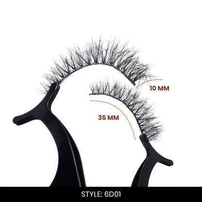 6D01 False Eyelashes | Pair of 20 | Fake Eyelashes for Women | Bold Volume Look | Lightweight Band