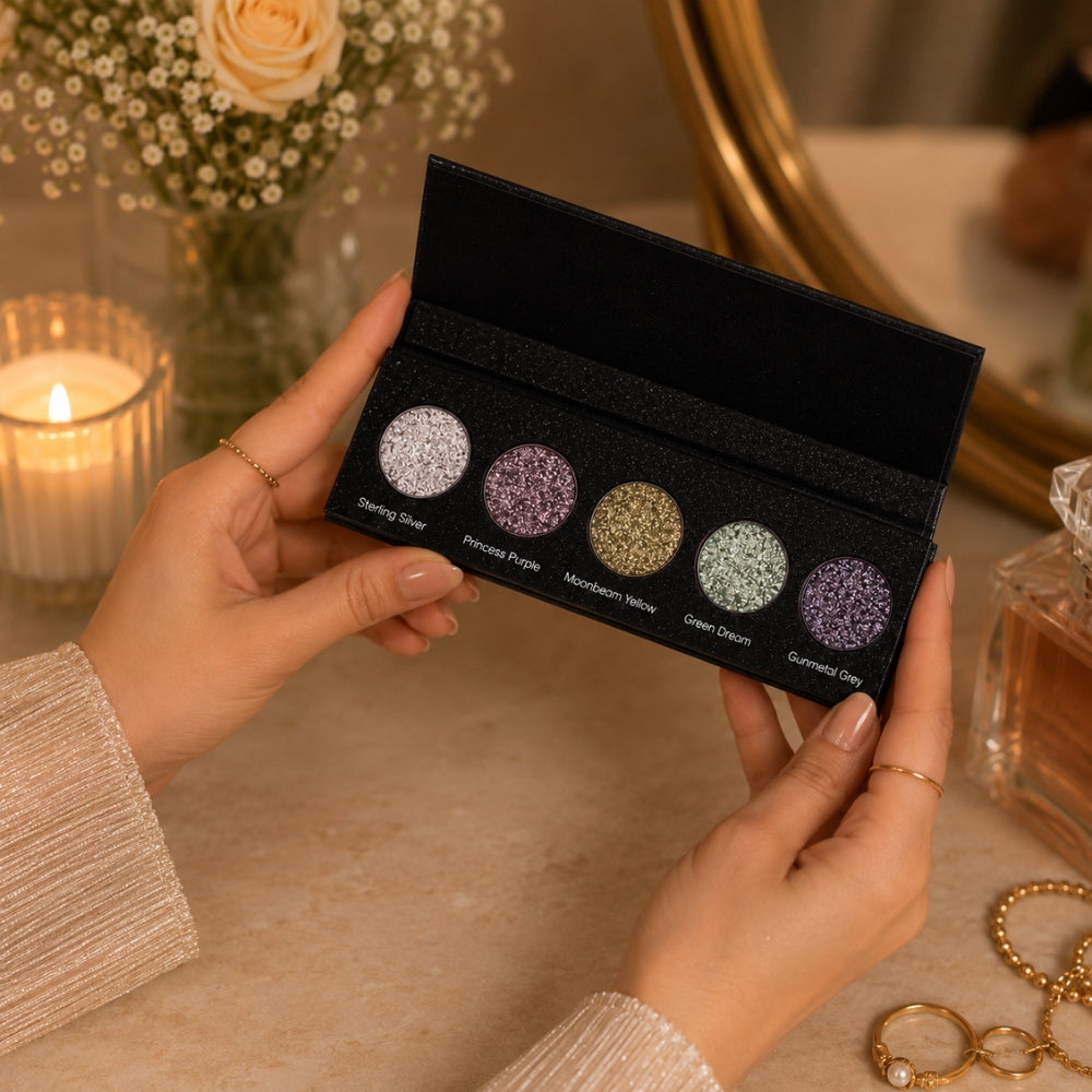 Midnight Magic 5 Colours Pressed Metallic Eyeshadow Palette | Multiple Shades | Blendable