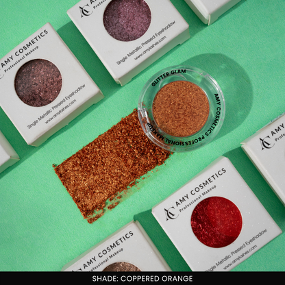 Coppered Orange Single Metallic Pressed Eyeshadow | Pigmented | Long-Wearing
