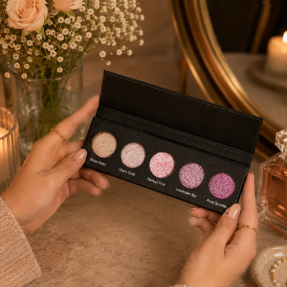 Pink Obsessed 5 Colours Pressed Metallic Eyeshadow Palette | Multiple Shades | Blendable