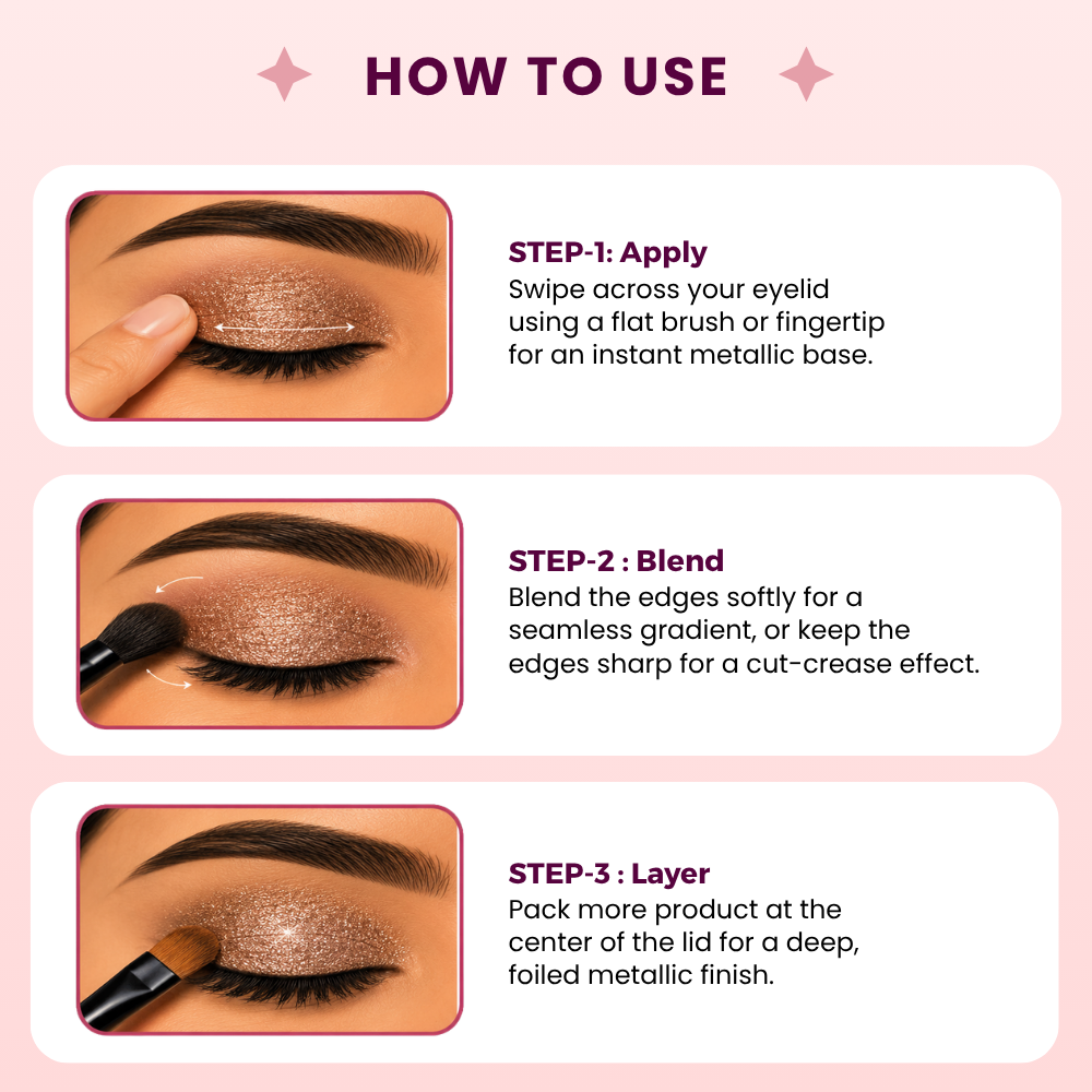Glam Gold Single Metallic Pressed Eyeshadow | Pigmented | Long-Wearing