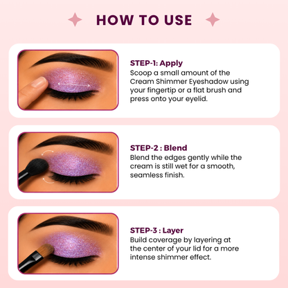 AMY LASHES Cream Shining Eyeshadow | Premium Purple | Shimmer Finish | Pigmented Formula